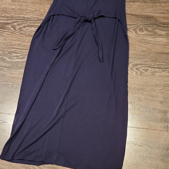 ❤️ EILEEN FISHER NAVY BLUE FINE JERSEY TIE WAIST MIDI DRESS, SMALL - Picture 9 of 12